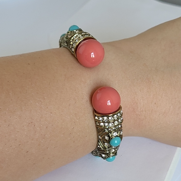 Vintage Heidi Daus Boho Encrusted Bangle Swarovski Crystal Cuff Bangle Bracelet - Picture 2 of 14